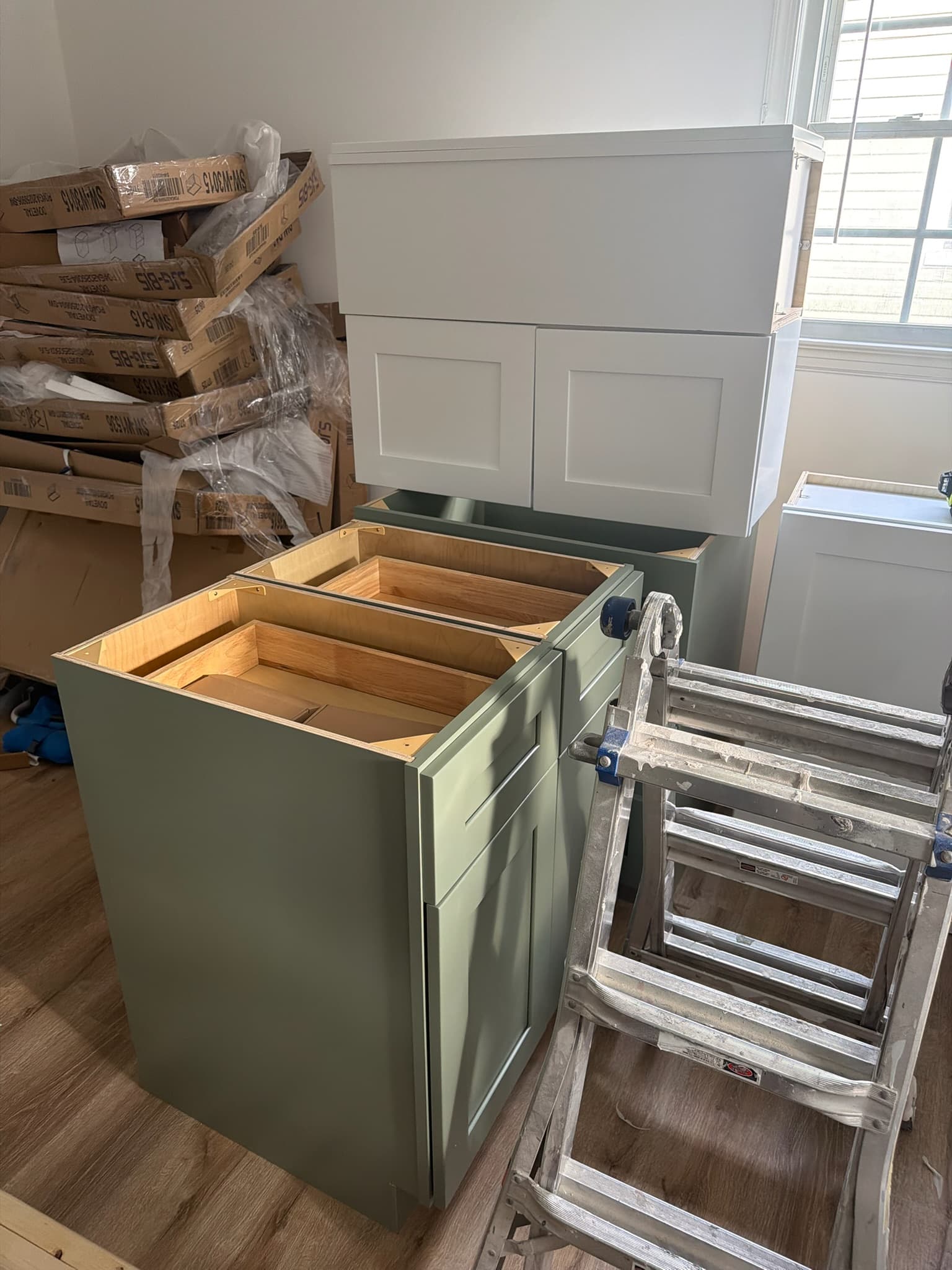 New kitchen cabinets, ready to go in